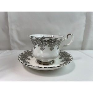 Vtg Royal Albert Silver Chintz 25th Anniversary‎ Bone China Tea Cup And Saucer
